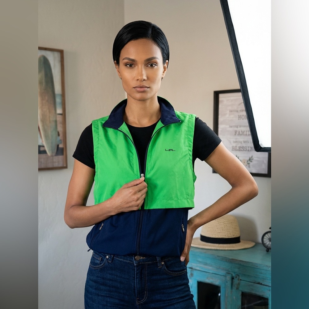 Lauren Ralph Lauren (L-RL) Active Vest in a green and navy blue Sz large EUC